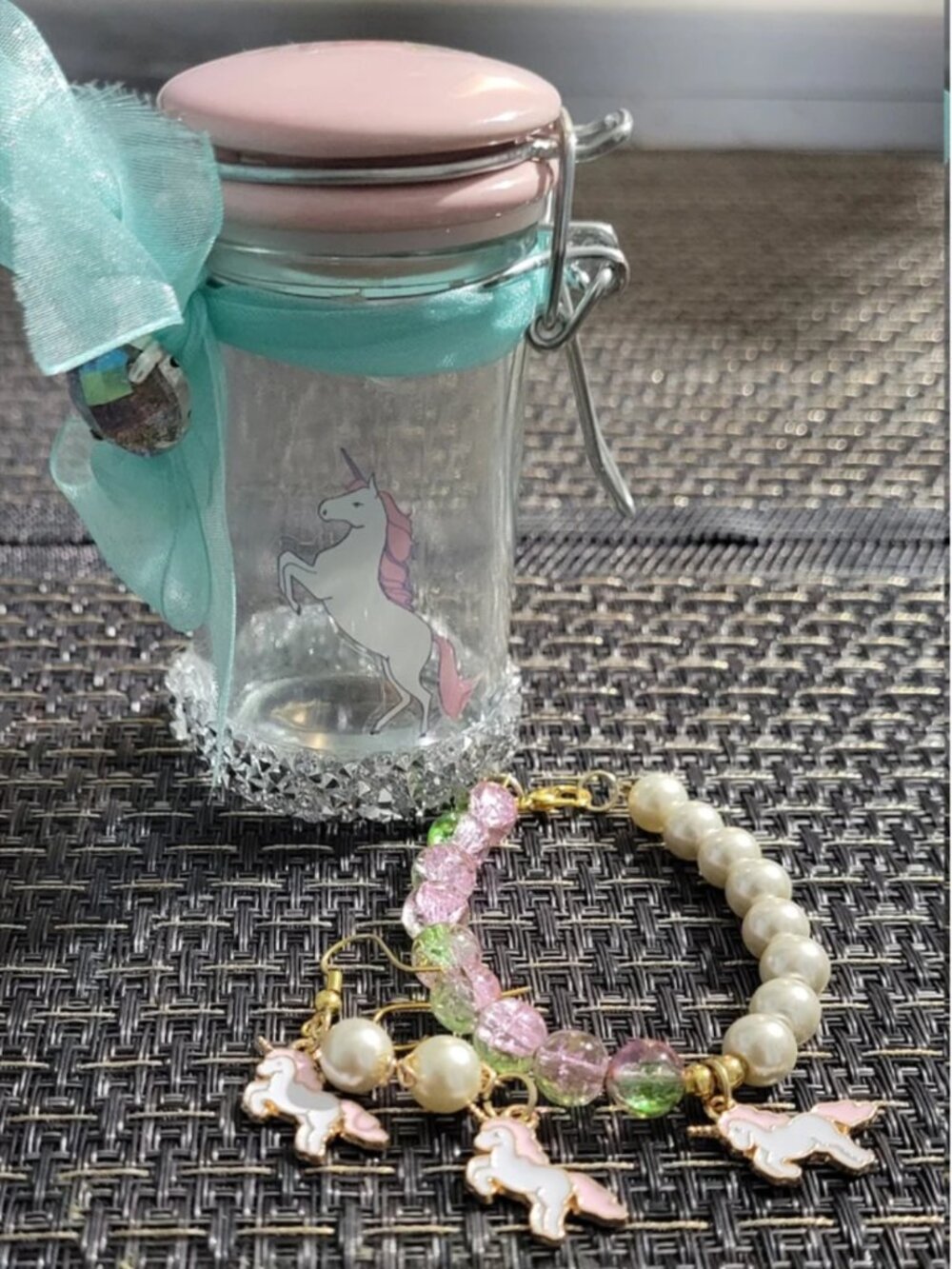 Unicorn bracelet and earrings
